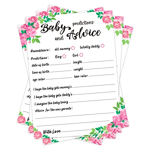 FLYAB 50pack Baby predviđanja i savjeti kartice za Baby Shower cvjetni Baby Shower igre i aktivnosti Baby Shower Savjeti kartice za
