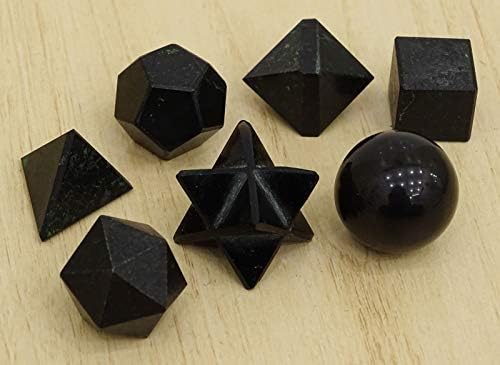 Harmonizirati crni turmalinski kamen 7 komada sacred geometrija setovi reiki ljekovitog kristalnog duhovnog poklona