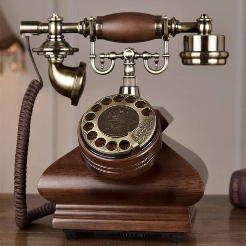 Gayouny Masive Wood fiksni telefonski fiksni digitalni retro biranje ukrasnih telefona Kompletna za kućnu kancelariju