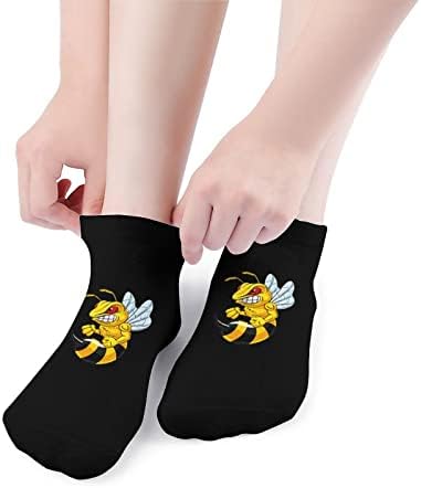 Crtaning Angry Bee Mascot 5 Pairs Funny Trčanje čarape za gležnjeve Atletic No-Show Čarape za jastuke za muškarce