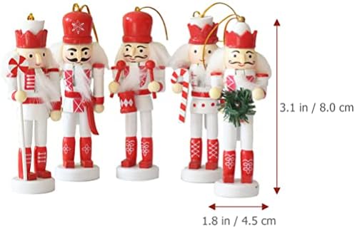 Amosfun Nutcracker figure 5pcs Privjesci za božićno drvo drvena slika Walnut vojnik privjesak ukrasi Orašari Božić