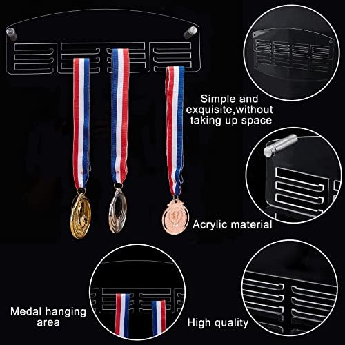Ahandmaker 12 kuka Akrilni držač medalje, 12 inča / 30cm Clear Medalje zaslon zaslona Zidne medalje za montiranje Regal, jednostavan