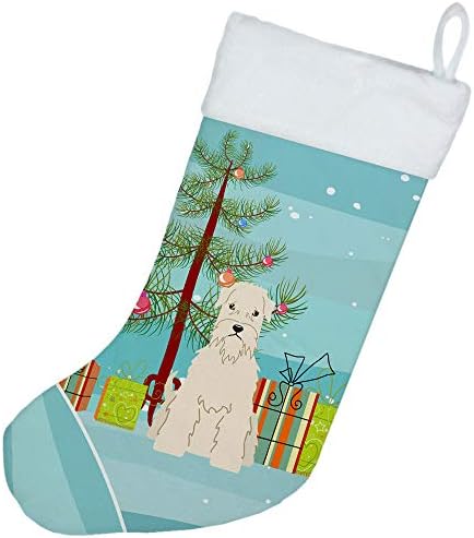 Caroline's bysures BB4186CS veseli božićno drvce meko obloženo pšenično terijeri božićne čarape, kamin Viseći čarape Božićna sezona