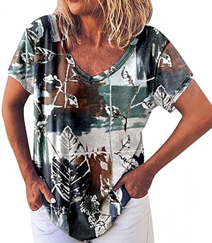 Ženska pamučna bluza jesen ljeto 2023 Odjeća kratki rukav V izrez grafički Lounge Top majica za žene UO UO