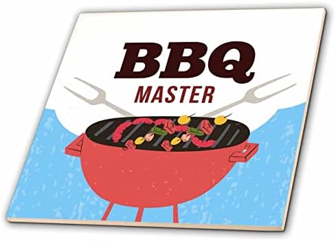 3dRose 3drose Mahwish-Quote-Image of quote BBQ master-Tiles