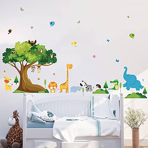 Runtoo džungla životinje zidne naljepnice majmun Slon šumsko drvo zidne naljepnice za djecu spavaća soba dječji rasadnik zidni dekor