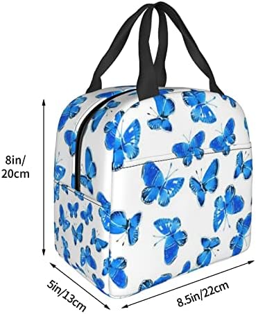 Plava leptir torba za ručak ljetna prirodna debela i višekratna torba za topli ručak sa patentnim zatvaračem lagana izdržljiva Kancelarijska