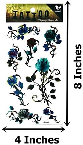Nipitshop 1 lim Privremena tetovaža 3D seksi multikolor plava ruža cvijeće karoserija Vodootporna naljepnica