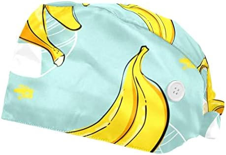 Banana ljetna Radna kapa s gumbima i trakom za znoj podesive kravate za leđa Bouffant kape za žene i muškarce