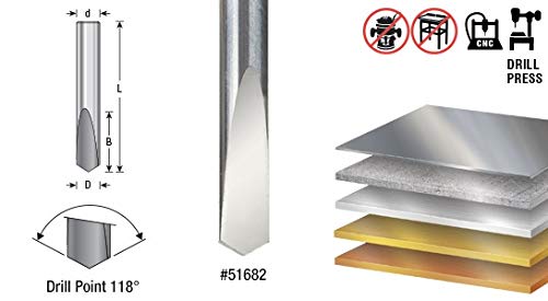 Amana Tool - 51689 CNC Čvrsti karbid od 118 °. Spade bušilica 3/8 dia x 1 x 3/8 osovina