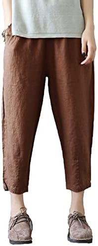 Maiyifu-GJ kapri pantalone za žene navlače labave platnene ošišane pantalone elastičnog struka udobne široke Lounge pantalone