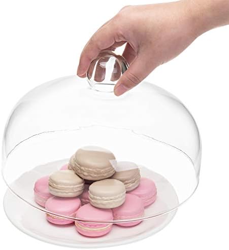 MyGift okrugli stakleni poklopac kupole za torte od 8,7 inča, Cloche za prikaz peciva sa ručkom za dugme, poklopac Postolja za torte