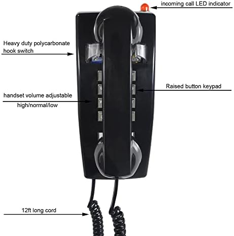 Lhllhl Corded Wall Phone Analog Old School telefon sa vintagenim rotacijskim zidom montiranim telefonom sa dodatnim zvonačem