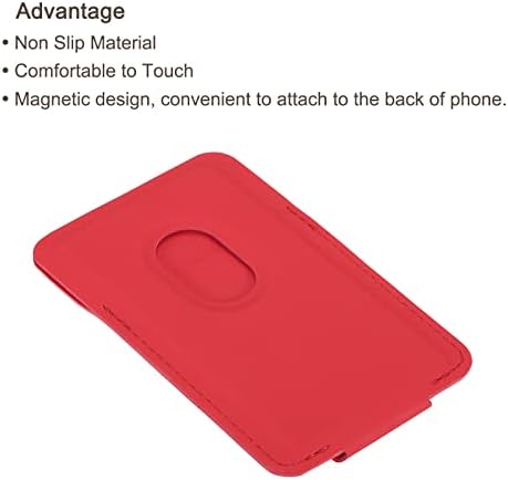Patikil Držači kartica, 1 pakovanje Magnetsko postolje Pokrenite džepni telefon PU kožni rukav za slušalice za kreditne kartice, crvena