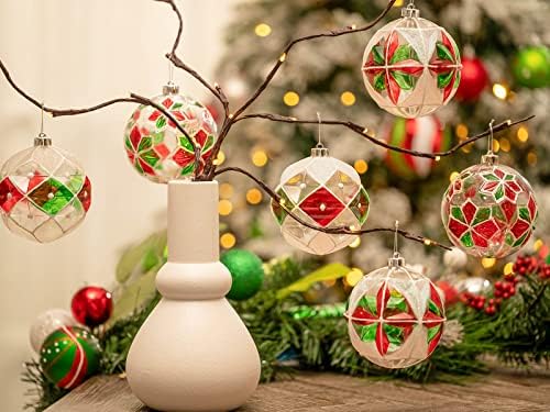 Valery Madelyn 9ct 100mm klasična kolekcija Splendor crvena zelena bijela božićna lopta ukrasi, kristalno Shatterproof božićne kugle