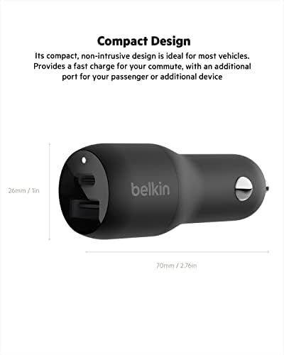 Belkin 40W dual Port USB C zidni Punjač & amp ;37W dual Port Fast Car Charger, USB Tip C 25W PPS Port i USB a 12w Port