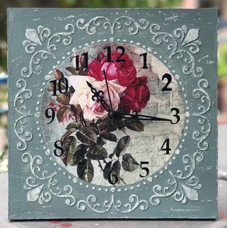 Crafeat Clock šabloni za slikanje na drvu, platnu, papiru, tkaninu, katu, zid i pločicu - ukrašeni sat - 6x6 inča - DIY AIY ART i