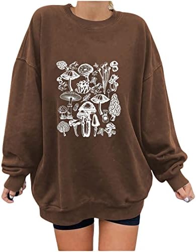 Akklian Womens Girls Grafički duksevi Pulover žaba gljiva prevelika batwing dugih rukava Crewneck Y2K dukseva odjeća