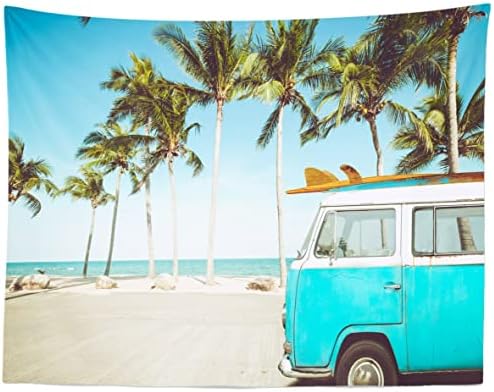 BELECO 5x3ft tkanina tropska pozadina za plažu Vintage automobil na plaži s daskom za surfanje ljetna Havajska Phtografija pozadina
