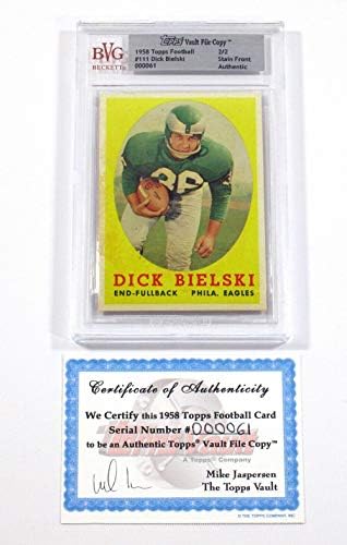 1958. FALSPS trezor datoteka Kopiraj Dick Bielski 111 Philadelphia Eagles BVG 2/2 - Fudbalske karte