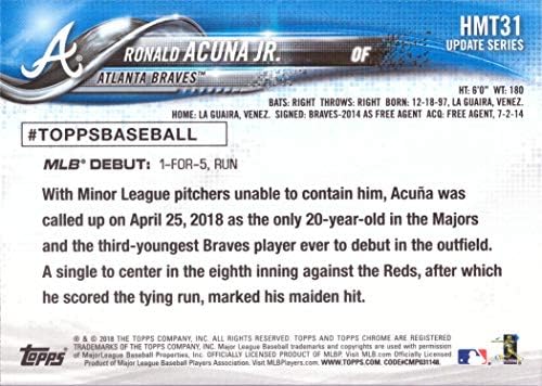 2018 APPORT-ovi za Ažuriranje hromiranja bejzbol hmt31 Ronald Acuna Jr. Rookie Debit Card