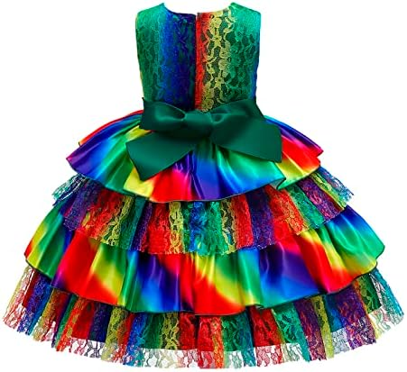 Dječji djevojke bez rukava bez rukava ruffles Bowknot Pageant haljina Birthday Party Kids Rainbow kratka rukava haljina