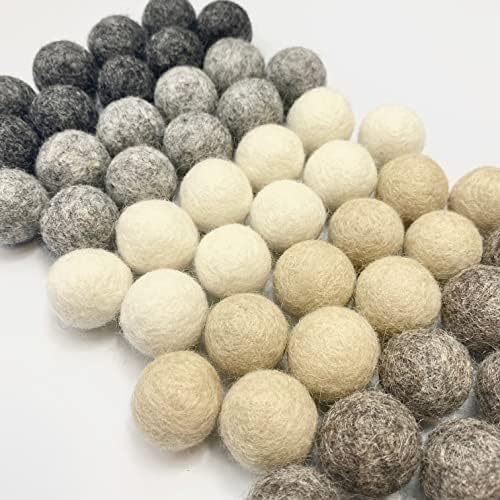 Weathered Naturals vune felt Balls Pom Poms u neutralnom zemljanih tonova, uključujući sive i smeđe za obrt, vijenac, & dekor .Veličina