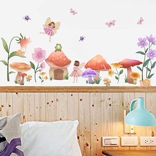 Runtoo bajke Zidne umjetničke naljepnice naljepnice za cvijeće gljiva za djevojke za djevojčice spavaća djeca dječji dječji dekor