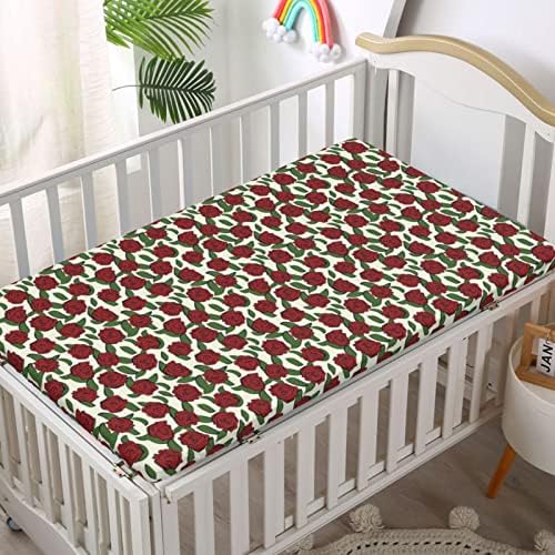 Opremljeni list sa ružama, standardni madrac sa krevetom ugrađeni list meki i prozračni krevet za bebe-baby list za dečake, 28 x52,