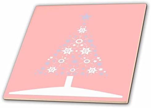 3drose božićno drvo pahuljica i zvijezda na blijedoj ruži-pločice