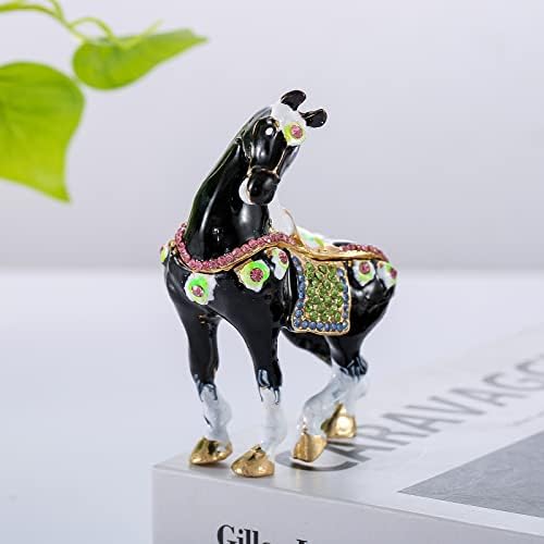 Ingbear Black Pony figurine šarkene kutije za šarke, jedinstveni poklon za majčin dan, ručno pozlaćena emajlirana nakita, životinjski