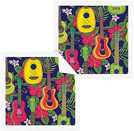 Alaza perilica za pranje Havajski cvijeće i gitara - pakovanje od 6, pamučne krpe za lice, visoko upijajući i mekani ručnici za fingertip