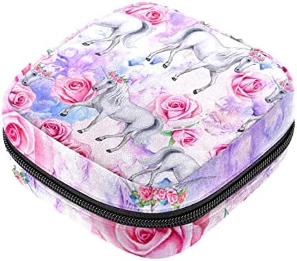 Unicorn ružičaste ružine sanitarne vrećice za pohranu sa ubrusom za teen djevojke jastučiće za period za školsku sanitarnu torbu za
