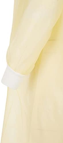 Plebovi univerzalne veličine Žute izolacijske haljine za jednokratnu upotrebu - haljina bez lateksa je otporna na tekućinu sa pletenim