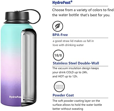 Hydrofest 32 oz izolirane boce od nehrđajućeg čelika sa slamom, hidrongea široka usta dvostruka zidna termana + hidrofestna slamkana