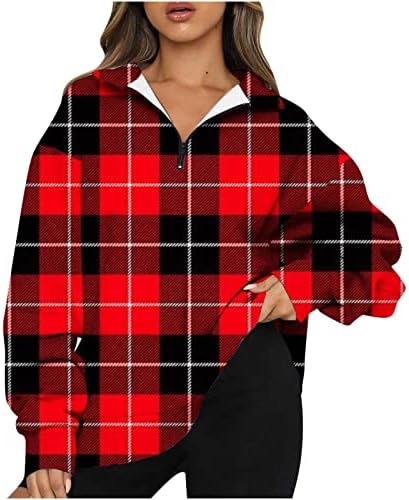 Kuaileya Womens Quarter Zip Pulover modni preveliki vrhovi za žensku polovinu zip pulover dugih rukava dugim rukavima