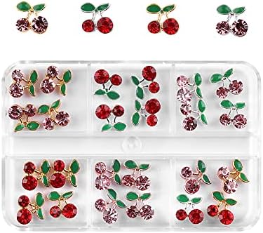 UUYYEO 24 kom 3d voće Nail Rhinestones Cherry čari za nokte kristalni klinovi za nokte Legura Nail Gems dragulj Nail Art dekoracija