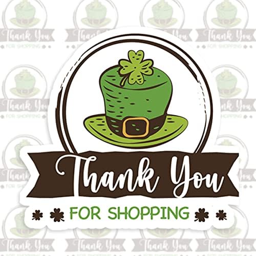 200 kom Hvala vam što ste kupili naljepnicu za šešir Patrick's Day, naljepnice za koverte Shamrock Lucky Clover za ručno izrađenu