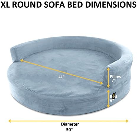 Zamjenski poklopac Kopeksa za Deluxe ortopedsku memorijsku pjenu okrugla sofa salon za pse - Jumbo XL - siva