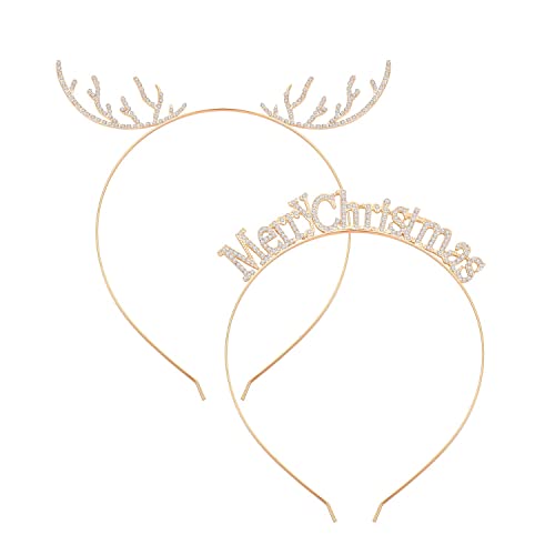 ZOLEAROPY Božić trake za glavu za žene slatka sob Rog Hairband zabava Rhinestone Božić Sretan Božić Hair Hoop Holiday ukras