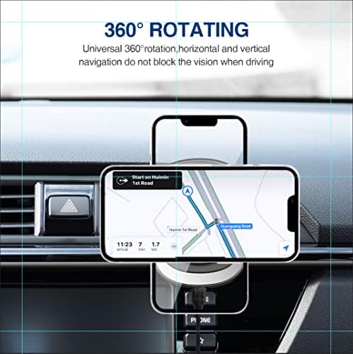 Riida Magnetic Wireless Car Charger Mount za iPhone 14/13/12 serija, 15W QI brzo punjenje, držač telefona za odzračivanje vazduha