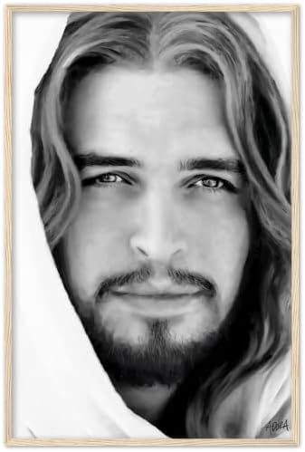 Isus Krist drveni okvir portret Print by Adora, Isusova slika, Isusov portret, Isusova slika Kršćanska umjetnost Isus Krist LDS slika,
