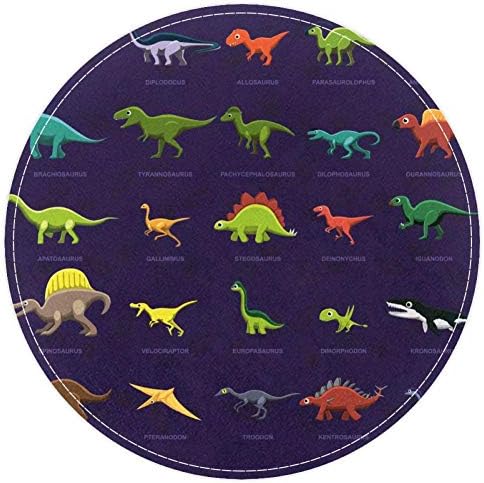 HEOEH slatka vrsta Dino dinosaurusa, Neklizajući otirač 15,7 okrugli tepih tepisi tepisi za djecu spavaća soba dječja soba Igraonica