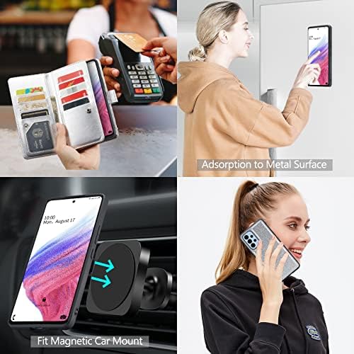 Varikke Galaxy A53 5G Case Wallet, Samsung A53 5G case Wallet za žene sa držačem kartice & snažan Magnetic odvojivi futrole za telefon