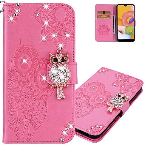 LEMAXELERS Galaxy Note 9 Case Owl Pattern Glitter Sparkly Gems Shockproof PU kožna Navlaka za novčanik Flip Stand Slotovi za kartice