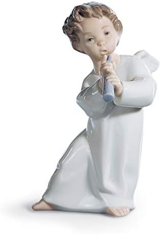 LLADRÓ Angel sa flautom figurica. Porculanski anđeoski figur.