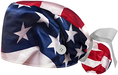 2pcs radna kapa s tipkama i dunk-om Neovisnosti Dan Američka zastava Kapa za piling za žene duga kosa