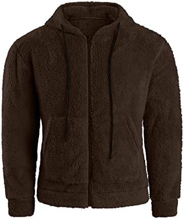 Xxbr Fleece dukseve za muške, zimski patentni kopč sa kapuljačom s kapuljačom Sherpa Fluffy Casual Jackets Outerwear Plaža Tropical