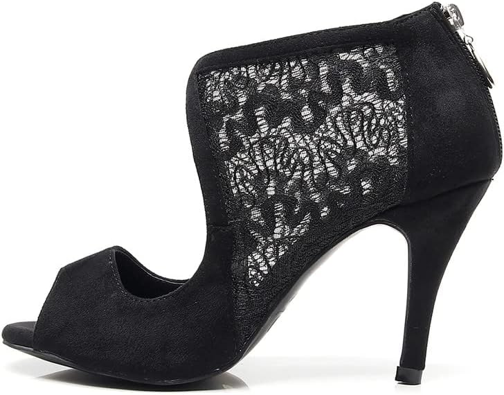 AoQunfs ženski peep toe tango salsa ballroom čipkaste cipele s visokom petom latino plesne cipele večernje gležnjače, model L530