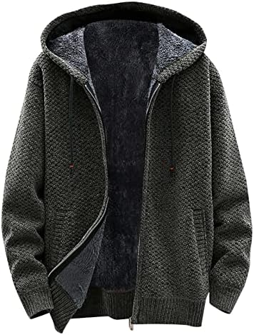 XXBR džemper za mens, zimska jakna s toplim kapuljačom kašmirnim rukom Unutarnji patentni patentni zatvarač casual slim fit džemper